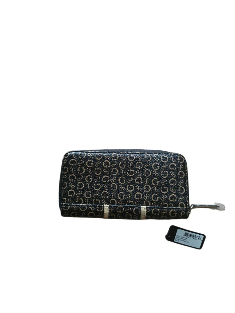 Guess Womens Wallet Logo Black Beige Zip Around nwt